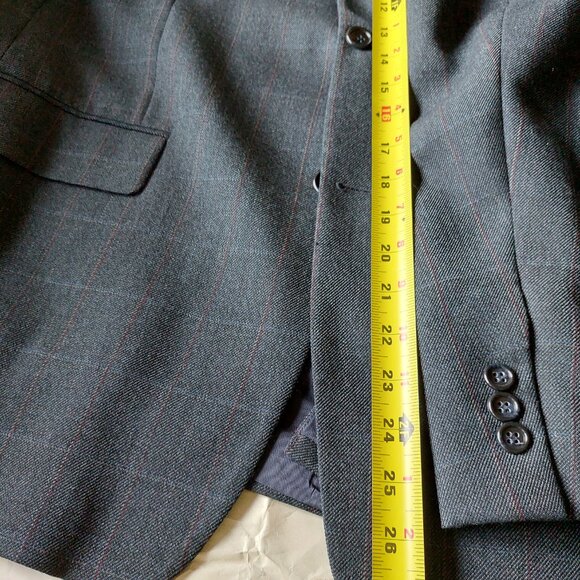 Profilo Studio Navy Grey  Paid Wool Blend Blazer , Size 44R - Picture 13 of 13